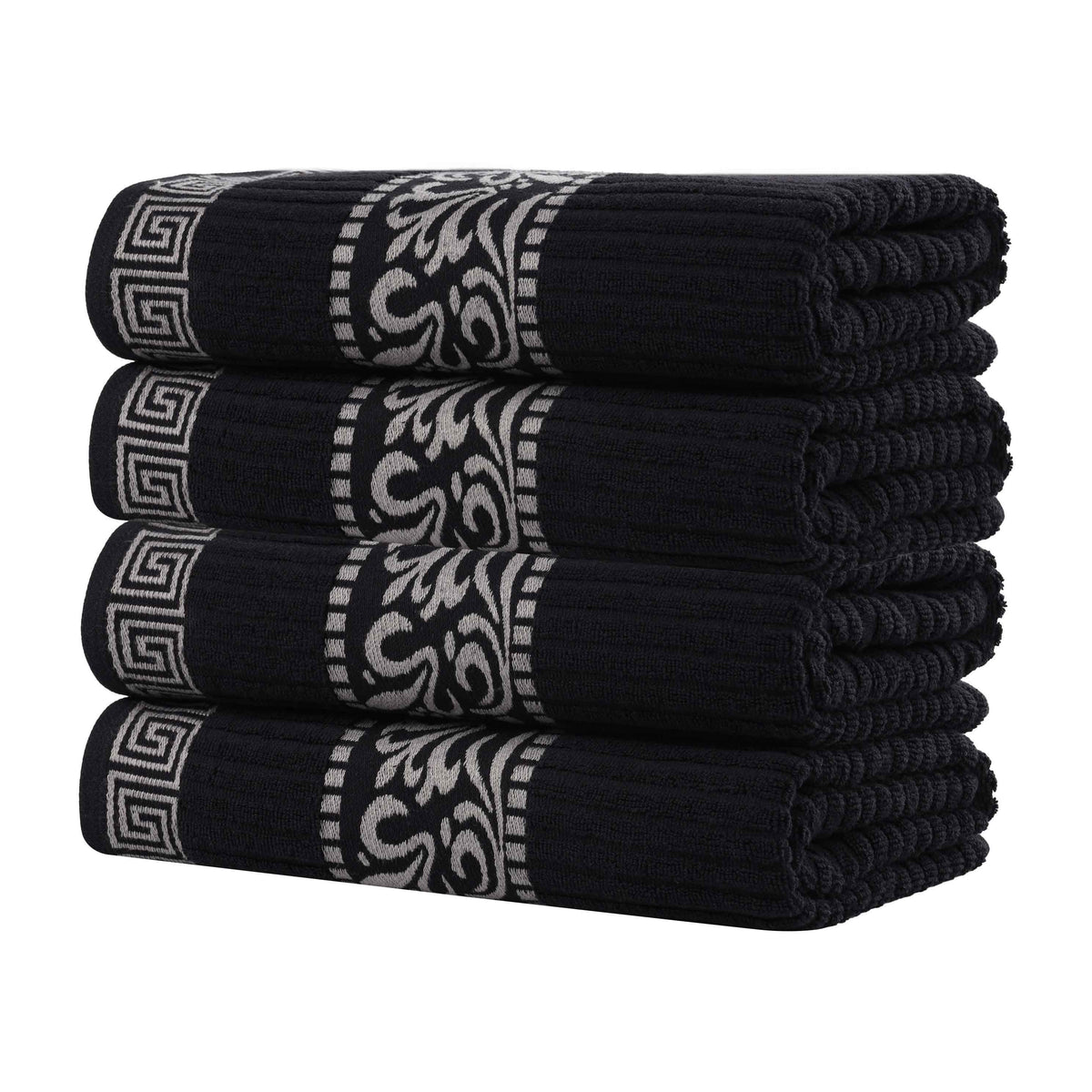 Athens Cotton Greek Key Trim Bath Towel Set of 4 - Bath Towel by Superior