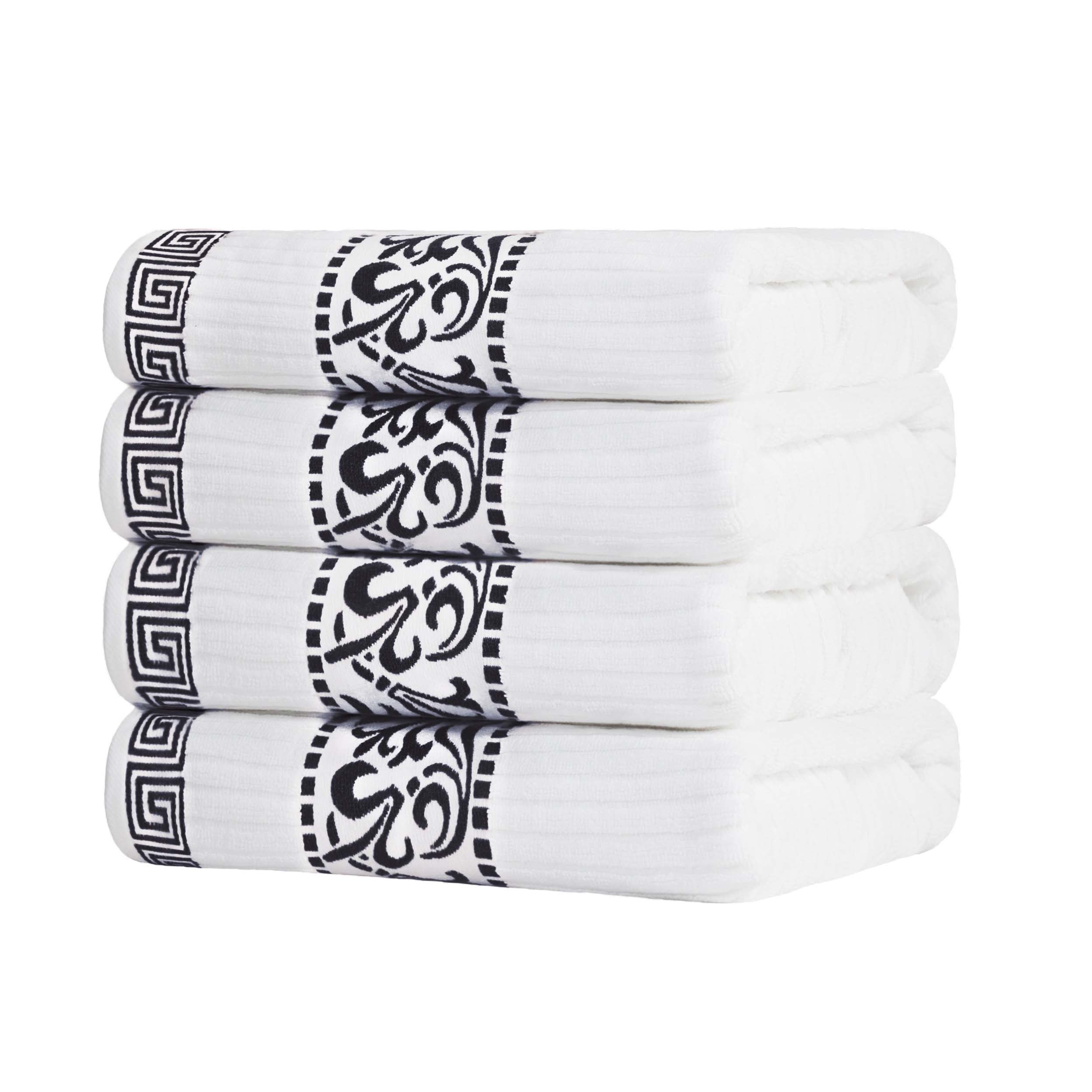 Athens Cotton Greek Key Trim Bath Towel Set of 4 - Bath Towel by Superior