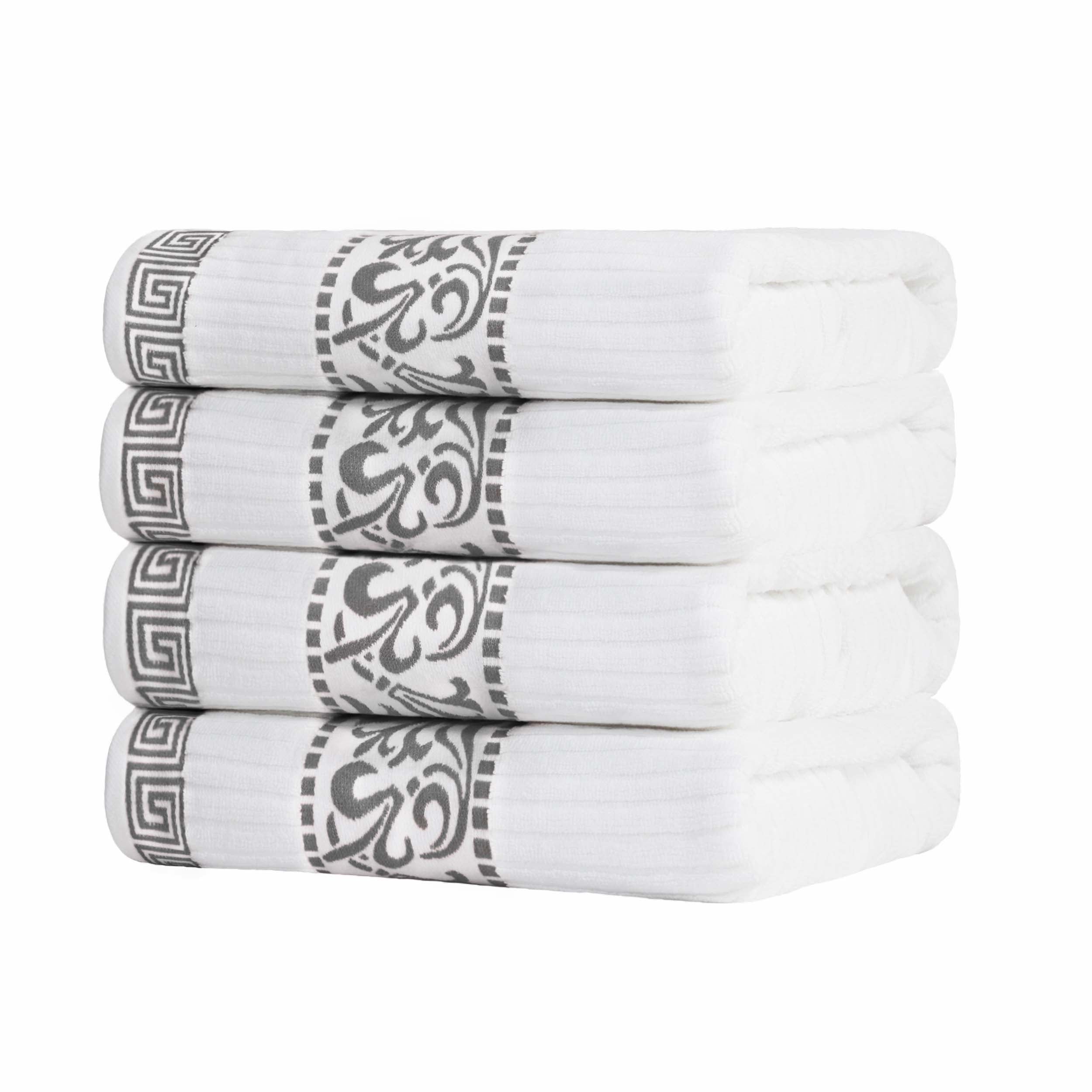 Athens Cotton Greek Key Trim Bath Towel Set of 4 - Bath Towel by Superior