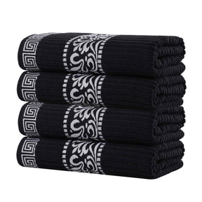 Athens Cotton Greek Key Trim Bath Towel Set of 4 - Bath Towel by Superior