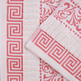 Athens Cotton Medium Weight Floral Greek Key Trim 3 Piece Towel Set - Towel Set by Superior