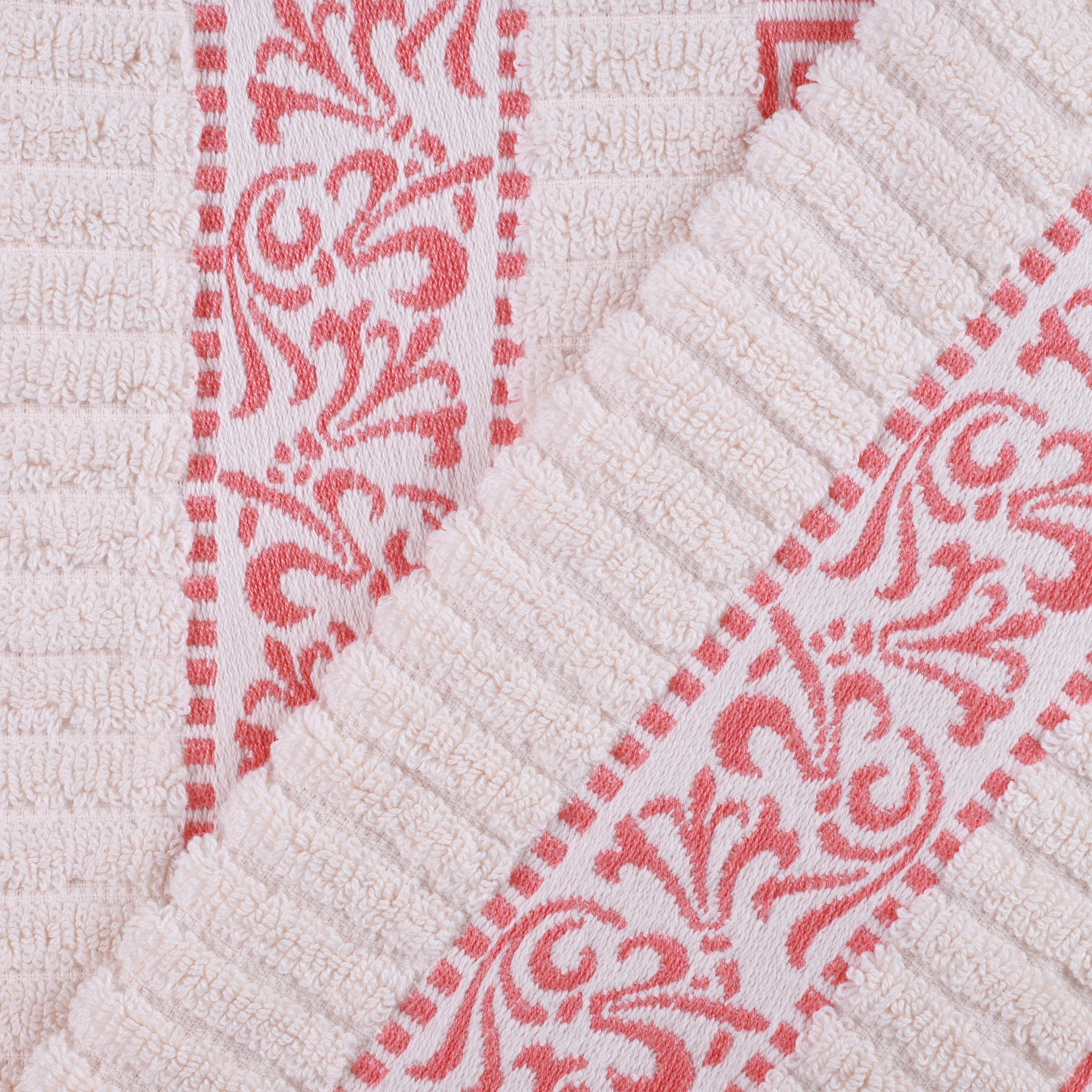 Athens Cotton Medium Weight Floral Greek Key Trim 3 Piece Towel Set - Towel Set by Superior