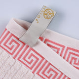 Athens Cotton Medium Weight Floral Greek Key Trim 3 Piece Towel Set - Towel Set by Superior