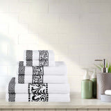 Athens Cotton Medium Weight Floral Greek Key Trim 6 Piece Towel Set - Towel Set by Superior