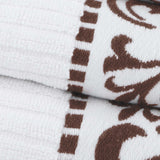 Athens Cotton Medium Weight Floral Greek Key Trim 6 Piece Towel Set - Towel Set by Superior