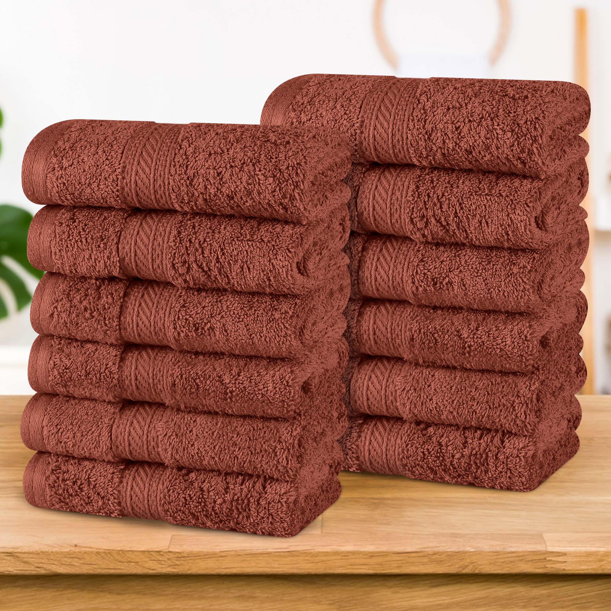 Atlas Cotton Absorbent Heavyweight Face Towel Washcloth Set of 12 - Face Towel by Superior