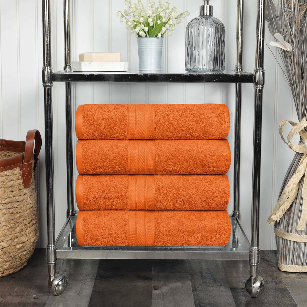 Atlas Cotton Plush Absorbent Heavyweight 4 Piece Bath Towel Set - Bath Towel by Superior