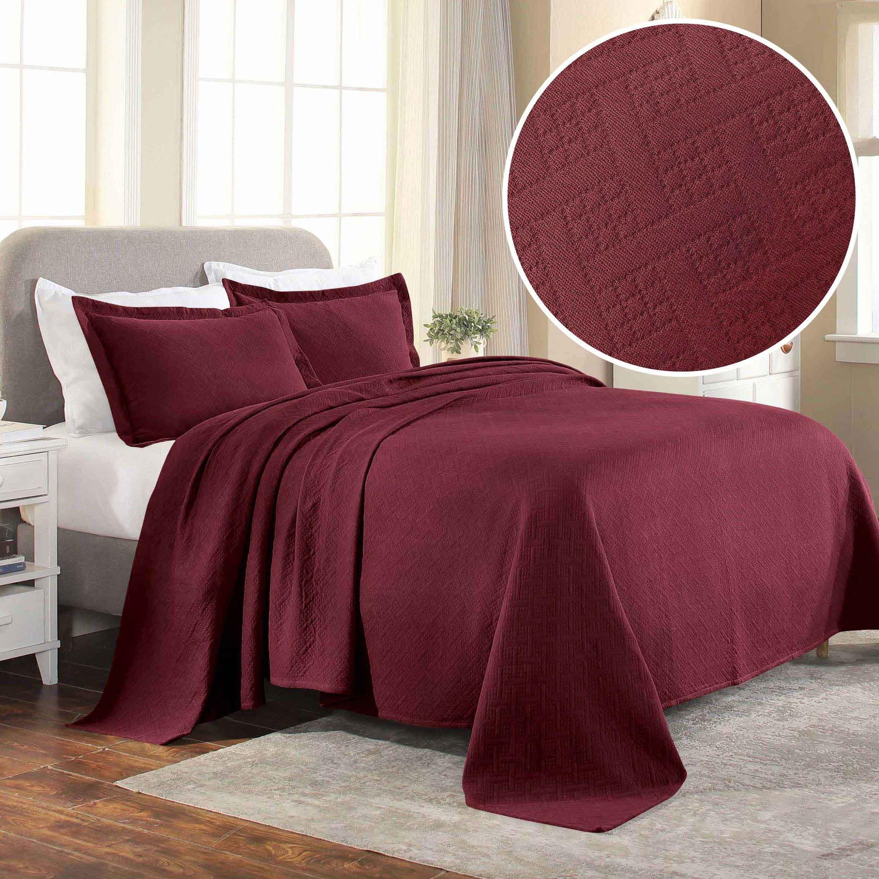 Basket Weave Matelasse Cotton Bedspread Set - Bedspread by Superior