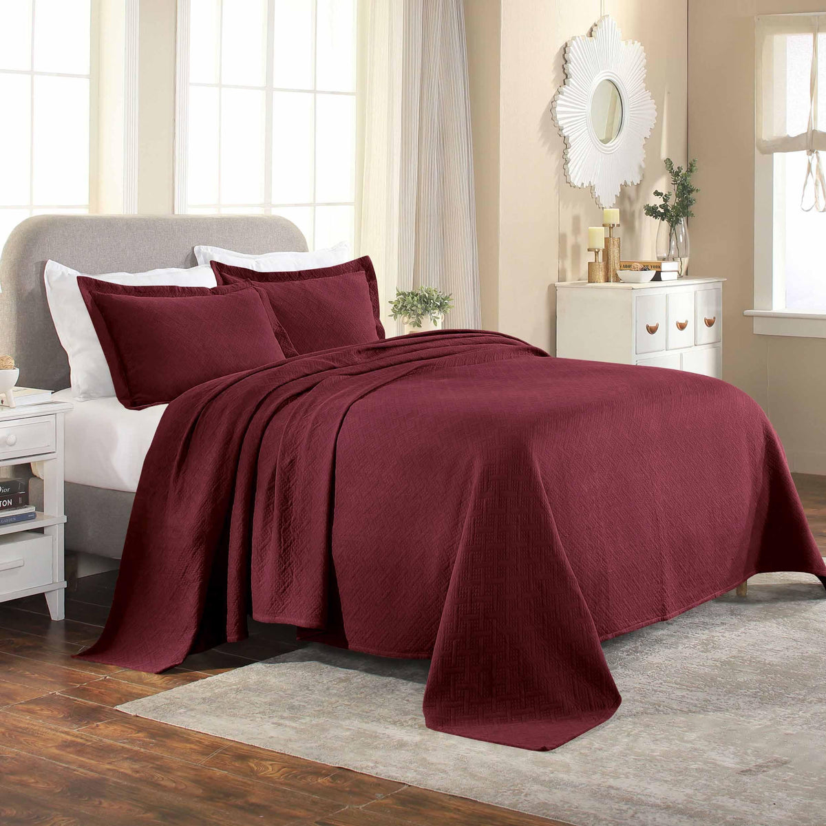 Basket Weave Matelasse Cotton Bedspread Set - Bedspread by Superior