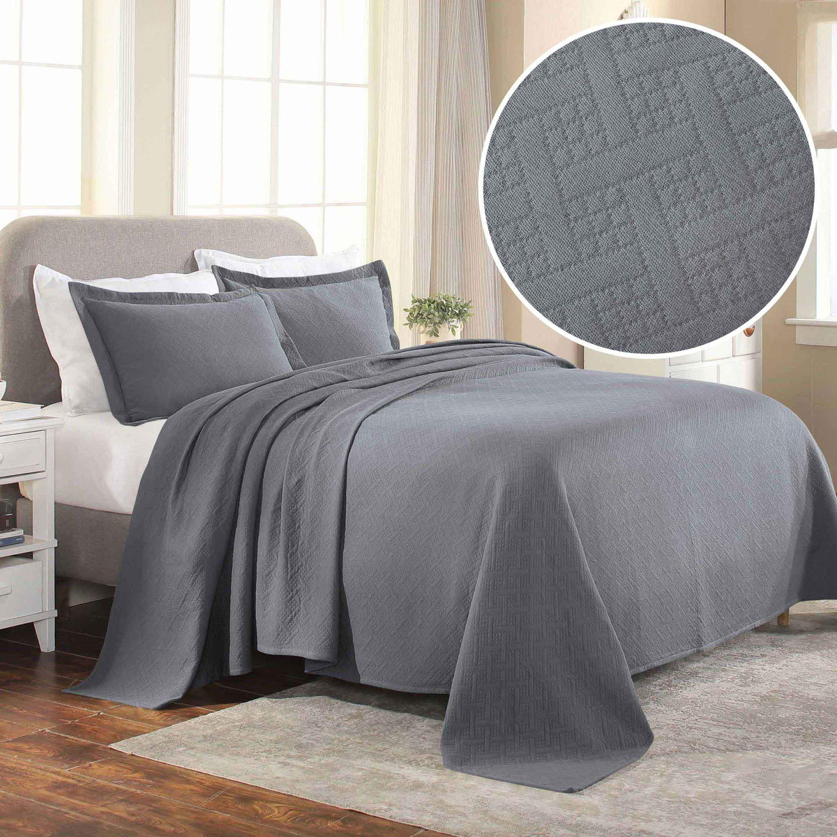 Basket Weave Matelasse Cotton Bedspread Set - Bedspread by Superior