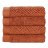 Basketweave Egyptian Cotton Jacquard and Solid Bath Towel Set of 4 - Bath Towel by Superior