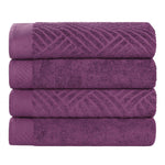 Basketweave Egyptian Cotton Jacquard and Solid Bath Towel Set of 4 - Bath Towel by Superior