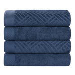 Basketweave Egyptian Cotton Jacquard and Solid Bath Towel Set of 4 - Bath Towel by Superior