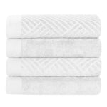 Basketweave Egyptian Cotton Jacquard and Solid Bath Towel Set of 4 - Bath Towel by Superior