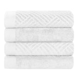 Basketweave Egyptian Cotton Jacquard and Solid Bath Towel Set of 4 - Bath Towel by Superior