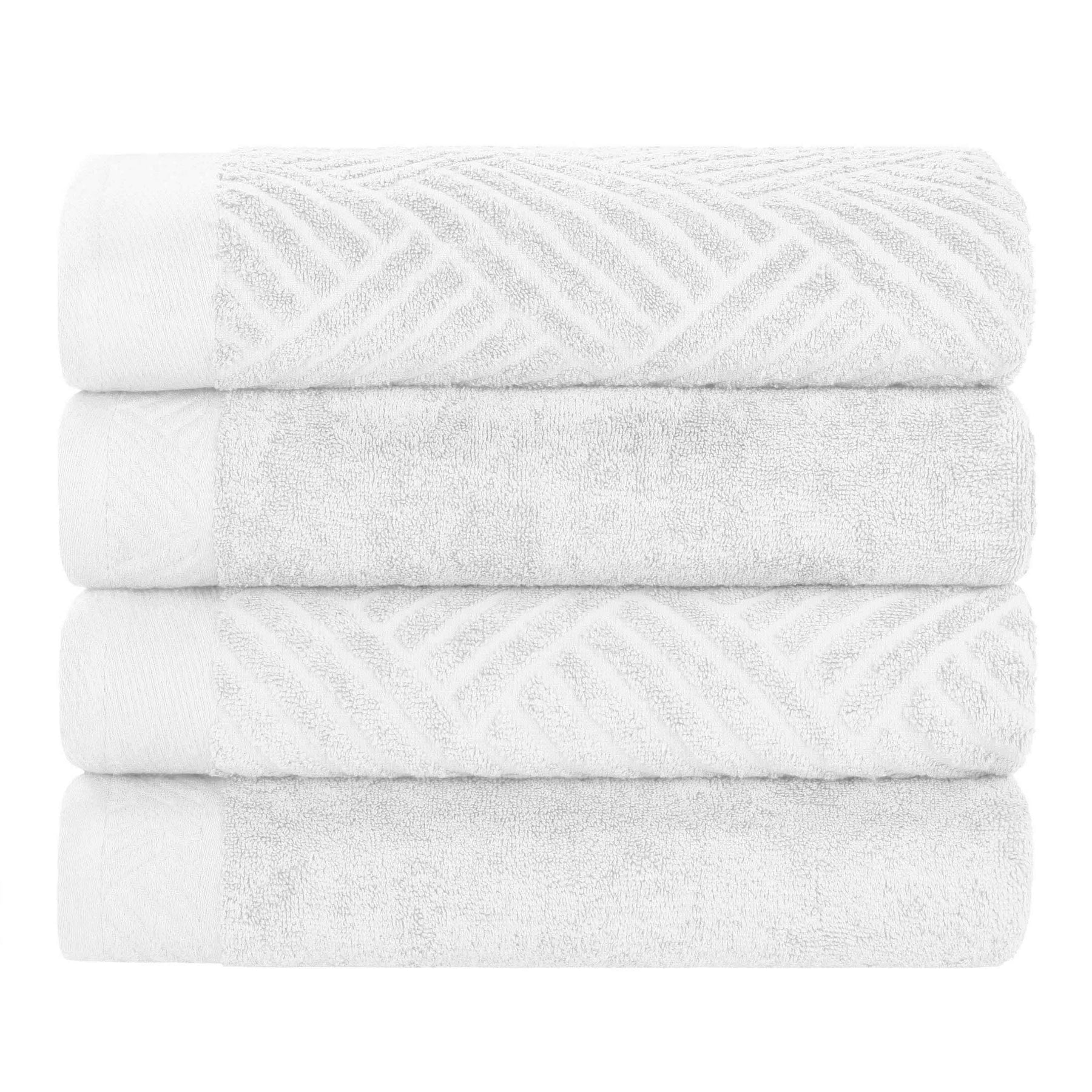 Basketweave Egyptian Cotton Jacquard and Solid Bath Towel Set of 4 - Bath Towel by Superior