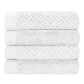 Basketweave Egyptian Cotton Jacquard and Solid Bath Towel Set of 4 - Bath Towel by Superior