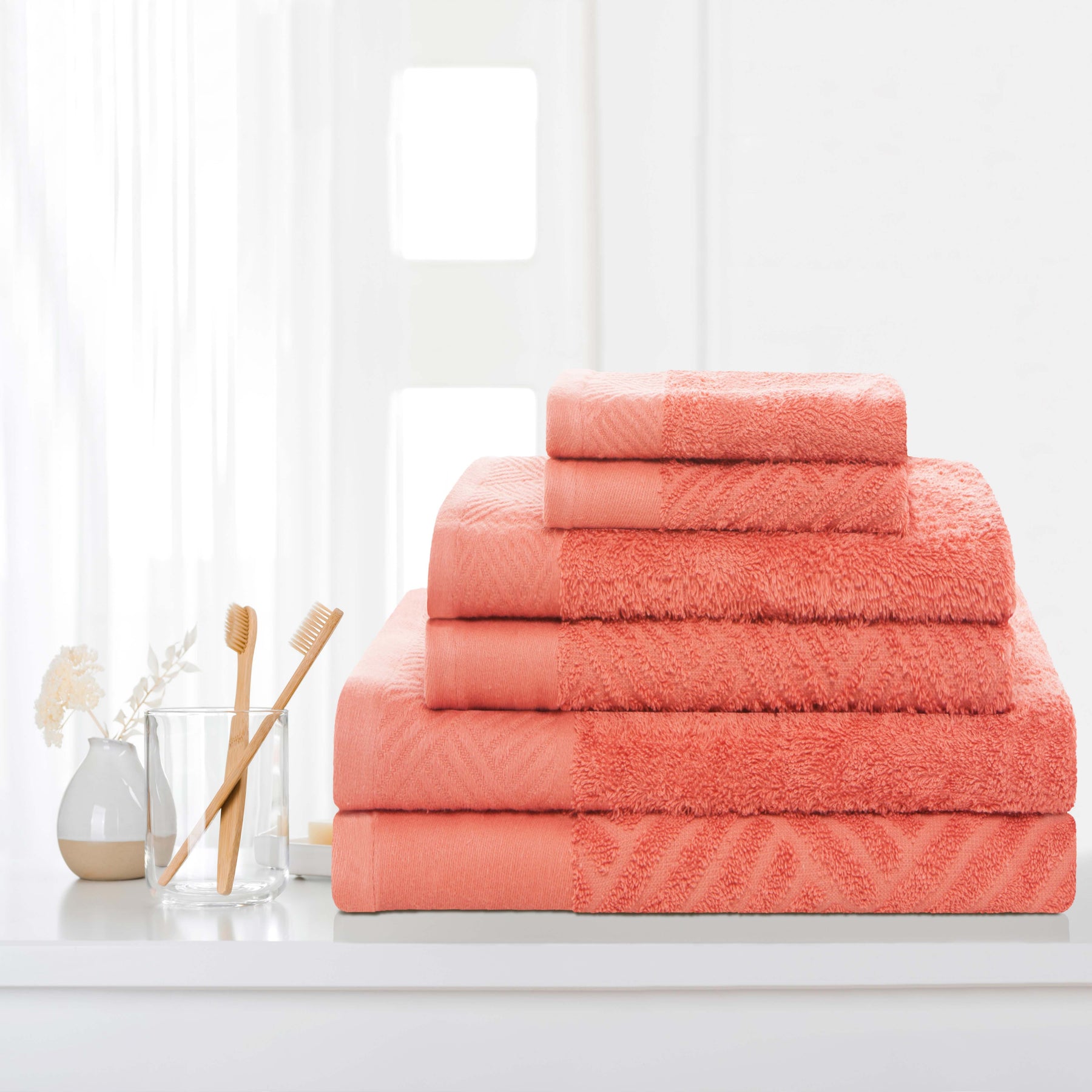 Basketweave Jacquard and Solid 6 Piece Egyptian Cotton Towel Set - Towel Set by Superior