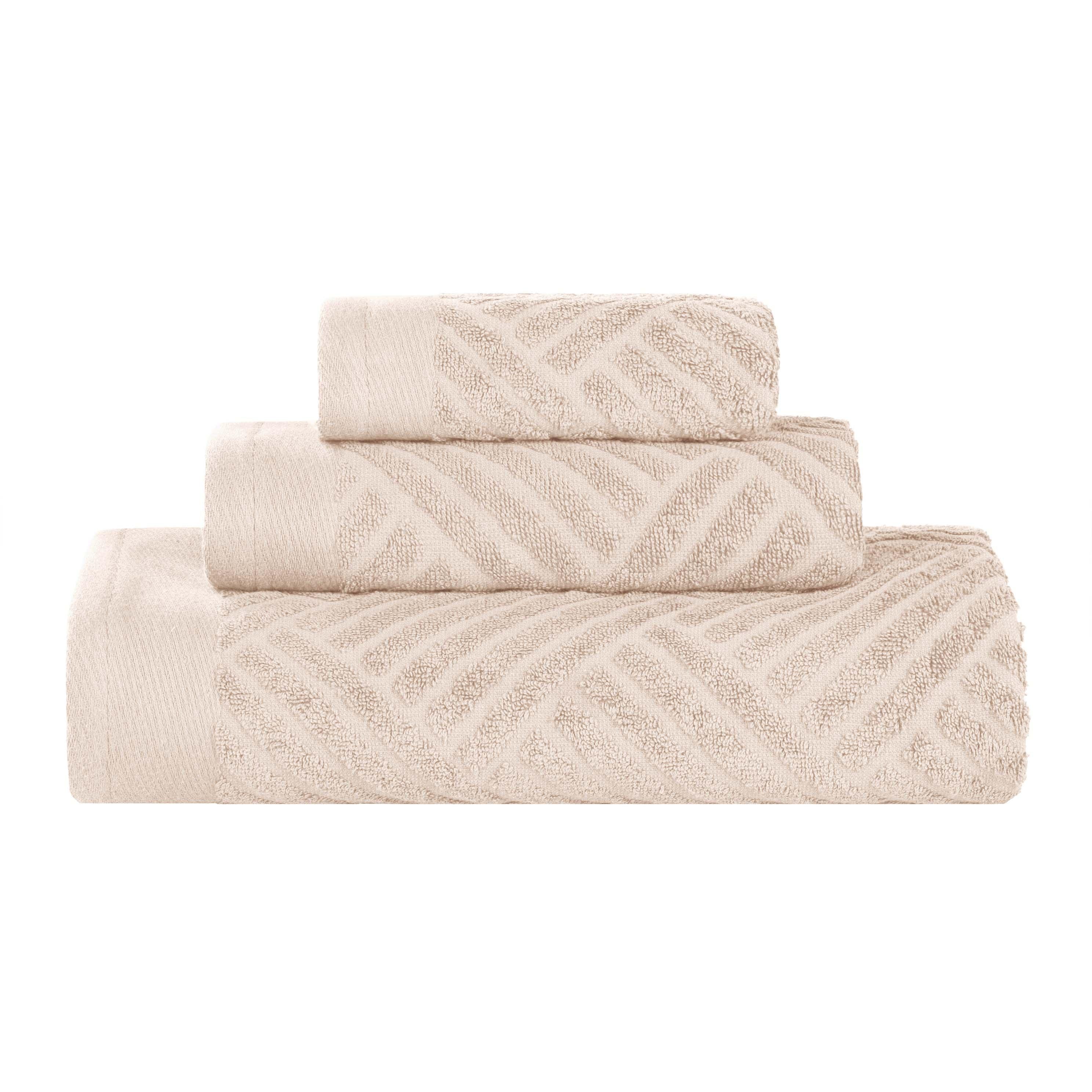 Basketweave Jacquard Egyptian Cotton Medium Weight Plush 3 Piece Towel Set - Towel Set by Superior