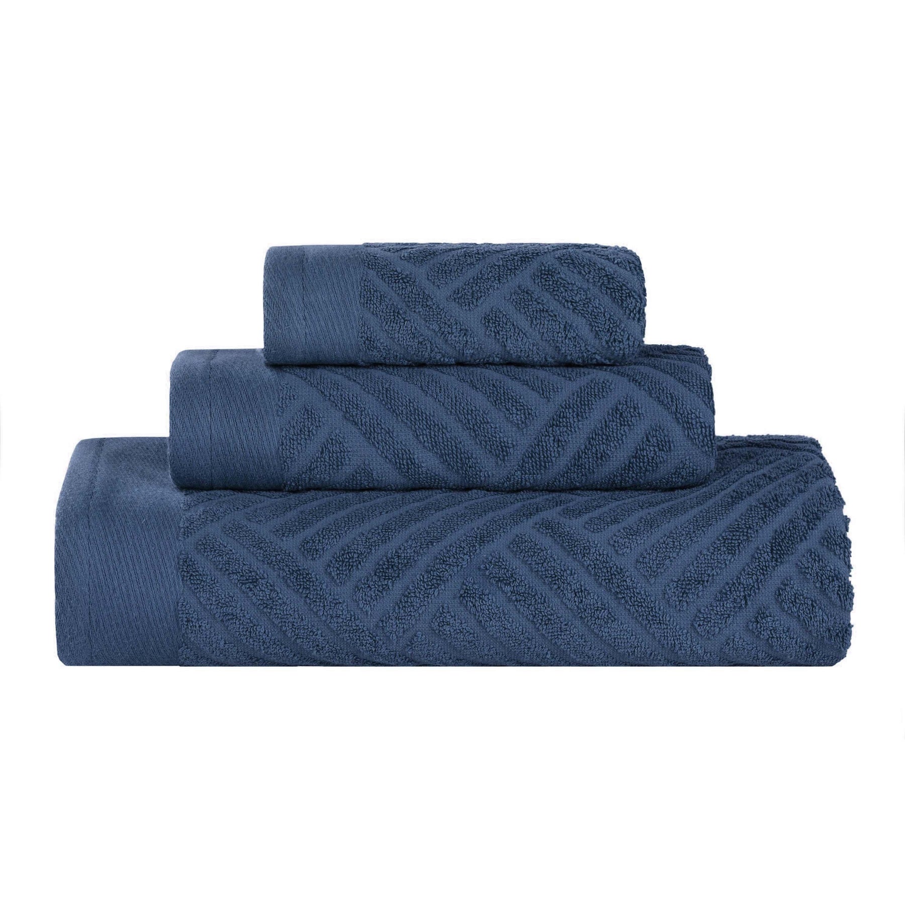 Basketweave Jacquard Egyptian Cotton Medium Weight Plush 3 Piece Towel Set - Towel Set by Superior