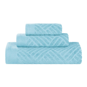 Basketweave Jacquard Egyptian Cotton Medium Weight Plush 3 Piece Towel Set - Towel Set by Superior