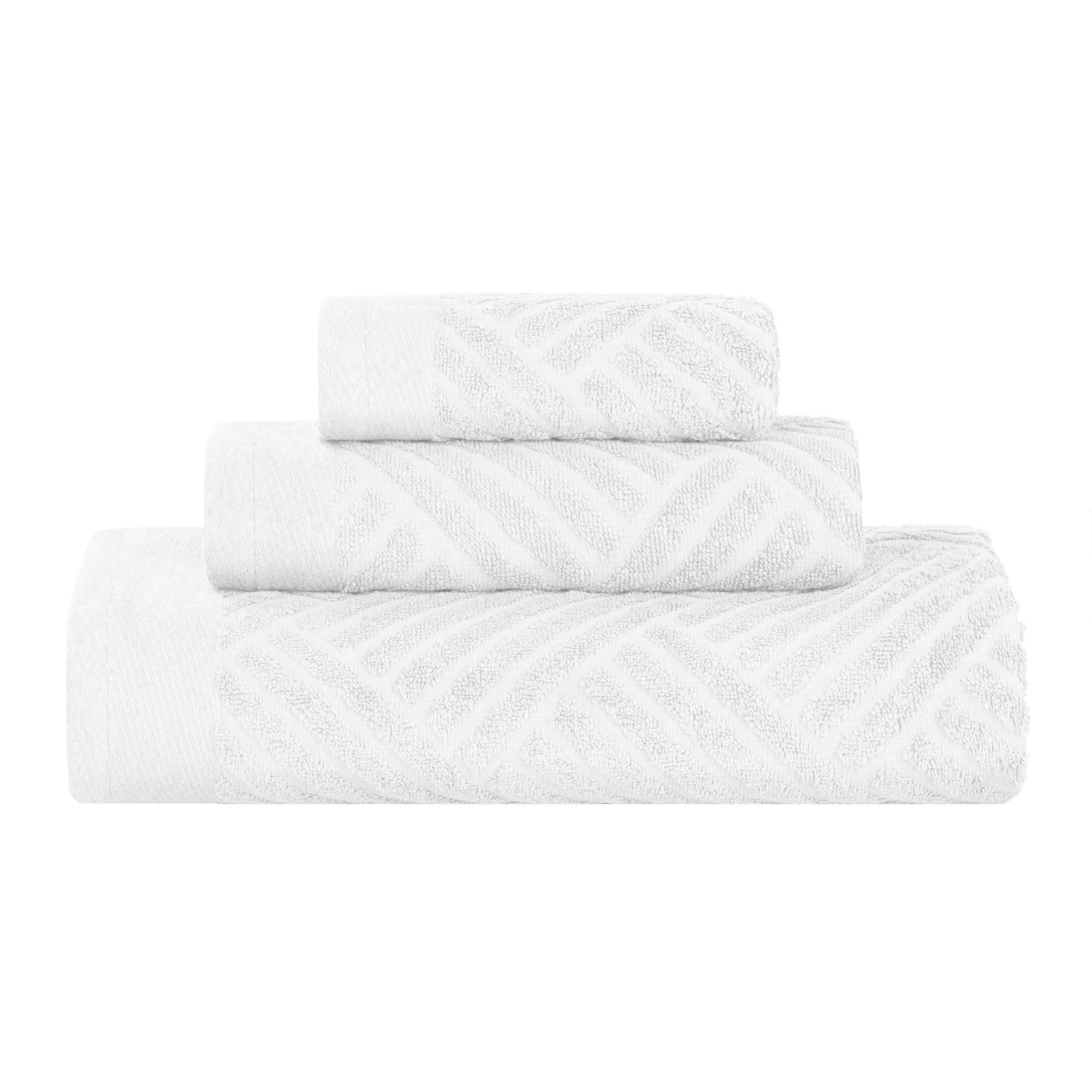 Basketweave Jacquard Egyptian Cotton Medium Weight Plush 3 Piece Towel Set - Towel Set by Superior