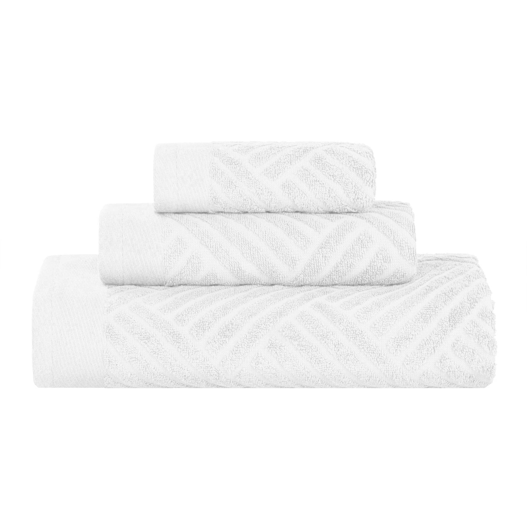 Basketweave Jacquard Egyptian Cotton Medium Weight Plush 3 Piece Towel Set - Towel Set by Superior