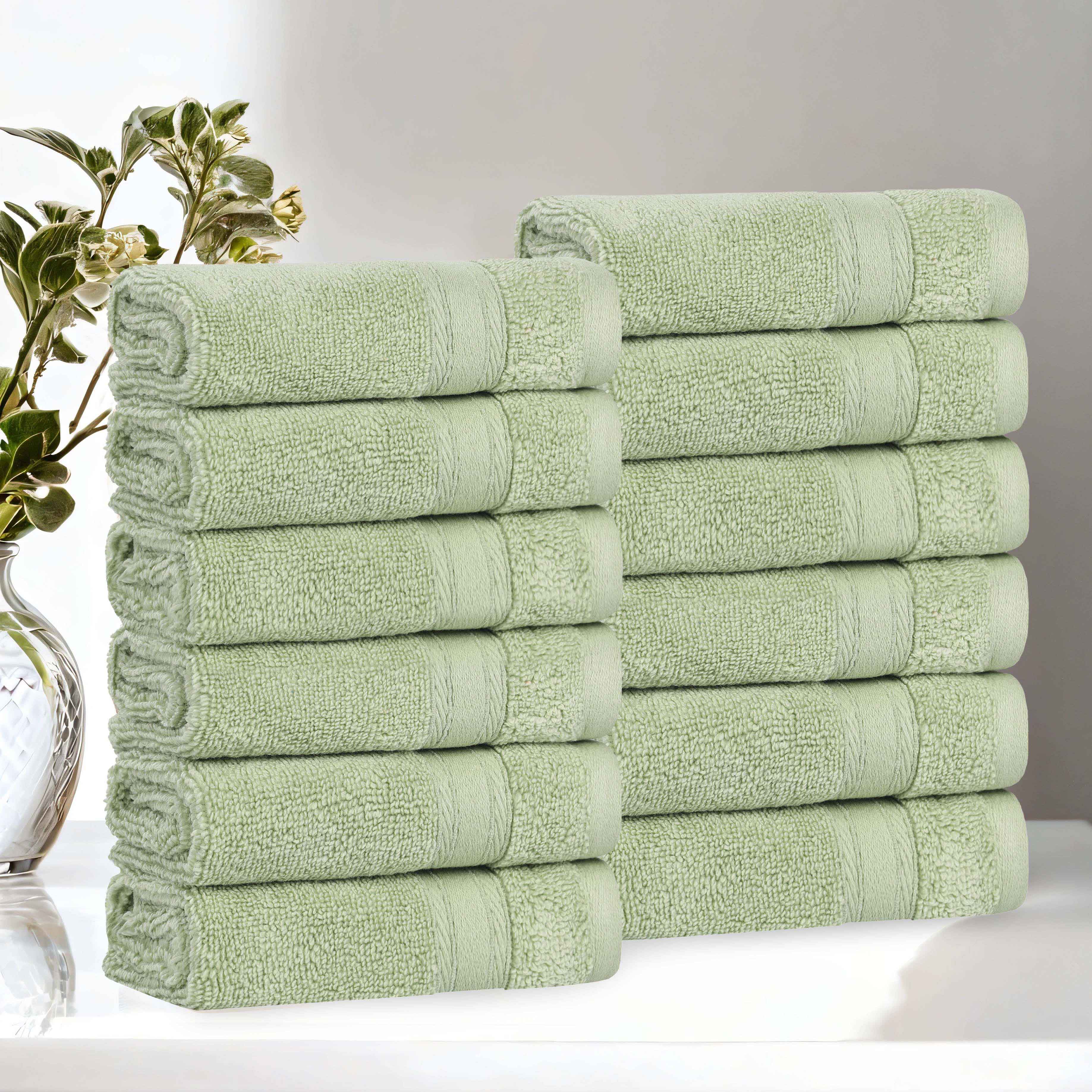 Belmont Zero Twist Cotton Medium Weight Face Towels, Set of 12 - Face Towel by Superior