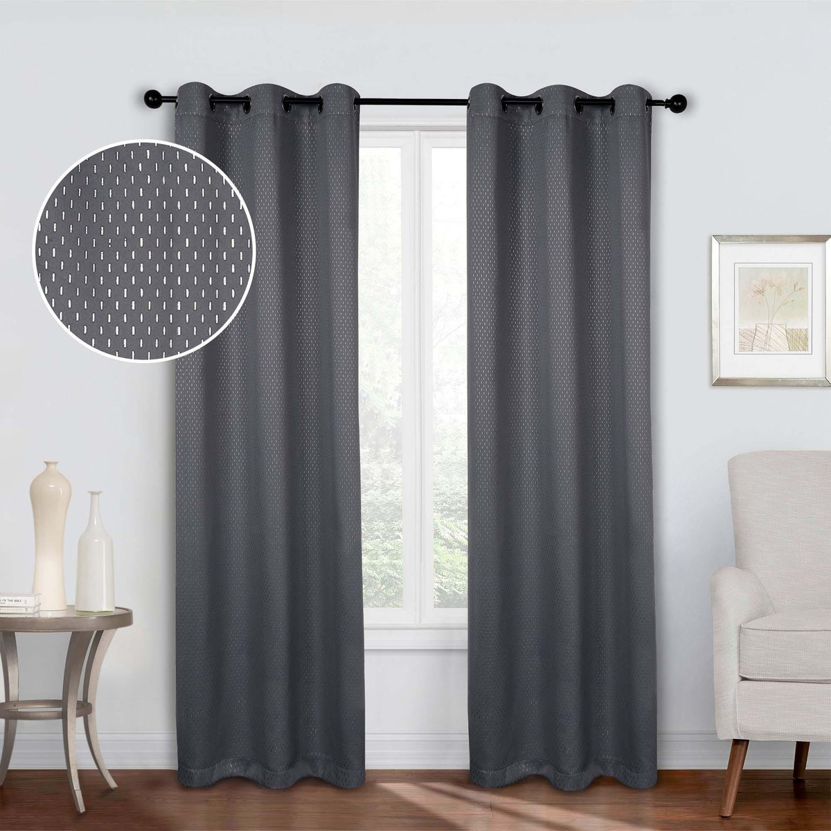 Blackout Solid Shimmer Grommet Curtain Panel Set 42" - Blackout Curtains by Superior