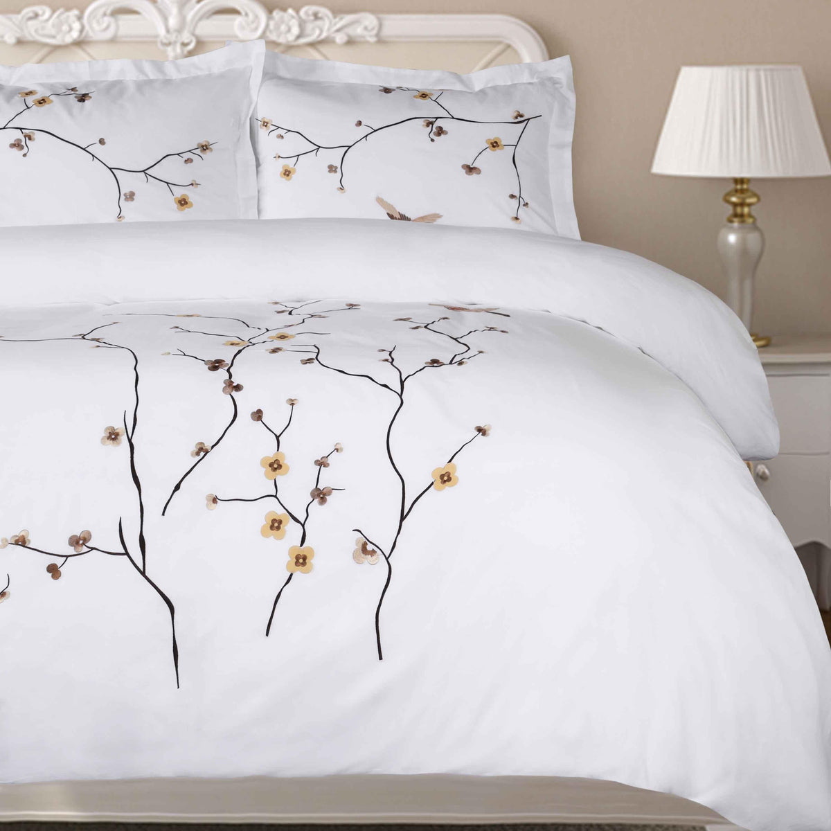 Blossom Cotton Floral Embroidered 3 Piece Duvet Cover Set - Duvet Cover Set by Superior