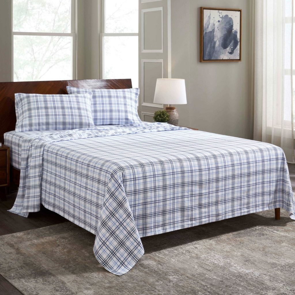 Plaid Flannel Cotton Classic Modern Farmhouse Deep Pocket Sheet Set