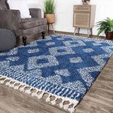 Bohemian Geometric Indoor Plush Shag Area Rug with Tassels - Rugs by Superior