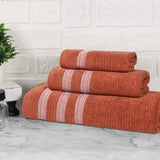 Brea Zero Twist Cotton Ribbed Geometric Border 3 Piece Towel Set - Towel Set by Superior