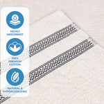 Brea Zero Twist Cotton Ribbed Geometric Border 3 Piece Towel Set - Towel Set by Superior