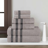 Brea Zero Twist Cotton Ribbed Geometric Border 6 Piece Towel Set - Towel Set by Superior