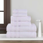 Brea Zero Twist Cotton Ribbed Geometric Border 6 Piece Towel Set - Towel Set by Superior