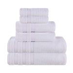 Brea Zero Twist Cotton Ribbed Geometric Border 6 Piece Towel Set - Towel Set by Superior