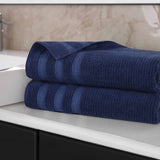 Brea Zero Twist Cotton Ribbed Geometric Border Bath Sheet Set of 2 - Bath Sheet by Superior