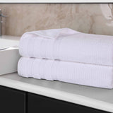 Brea Zero Twist Cotton Ribbed Geometric Border Bath Sheet Set of 2 - Bath Sheet by Superior