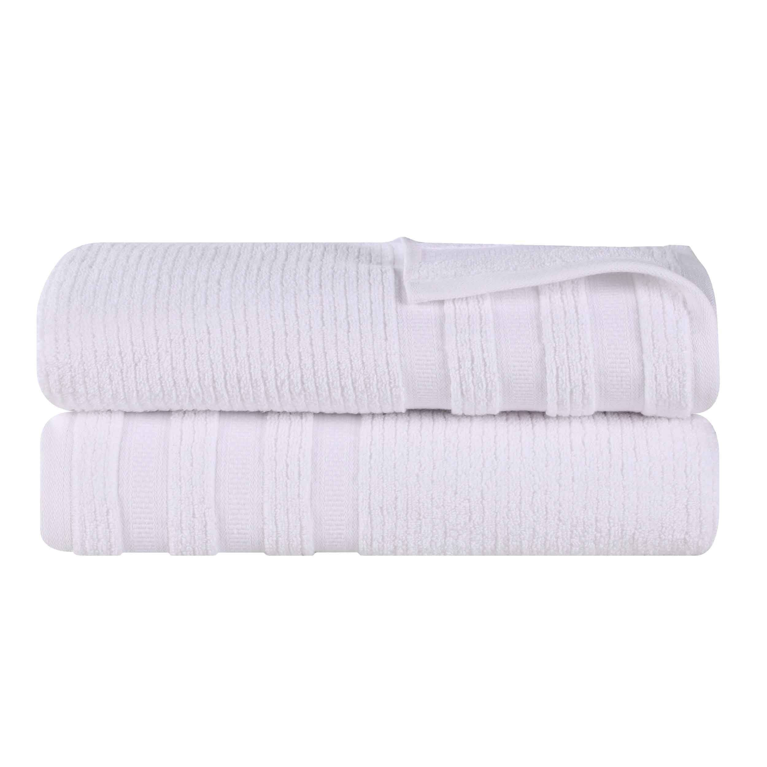 Brea Zero Twist Cotton Ribbed Geometric Border Bath Sheet Set of 2 - Bath Sheet by Superior