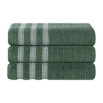 Brea Zero Twist Cotton Ribbed Geometric Border Bath Towel Set of 3 - Bath Towel by Superior