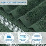 Brea Zero Twist Cotton Ribbed Geometric Border Bath Towel Set of 3 - Bath Towel by Superior