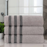 Brea Zero Twist Cotton Ribbed Geometric Border Bath Towel Set of 3 - Bath Towel by Superior