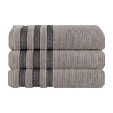 Brea Zero Twist Cotton Ribbed Geometric Border Bath Towel Set of 3 - Bath Towel by Superior