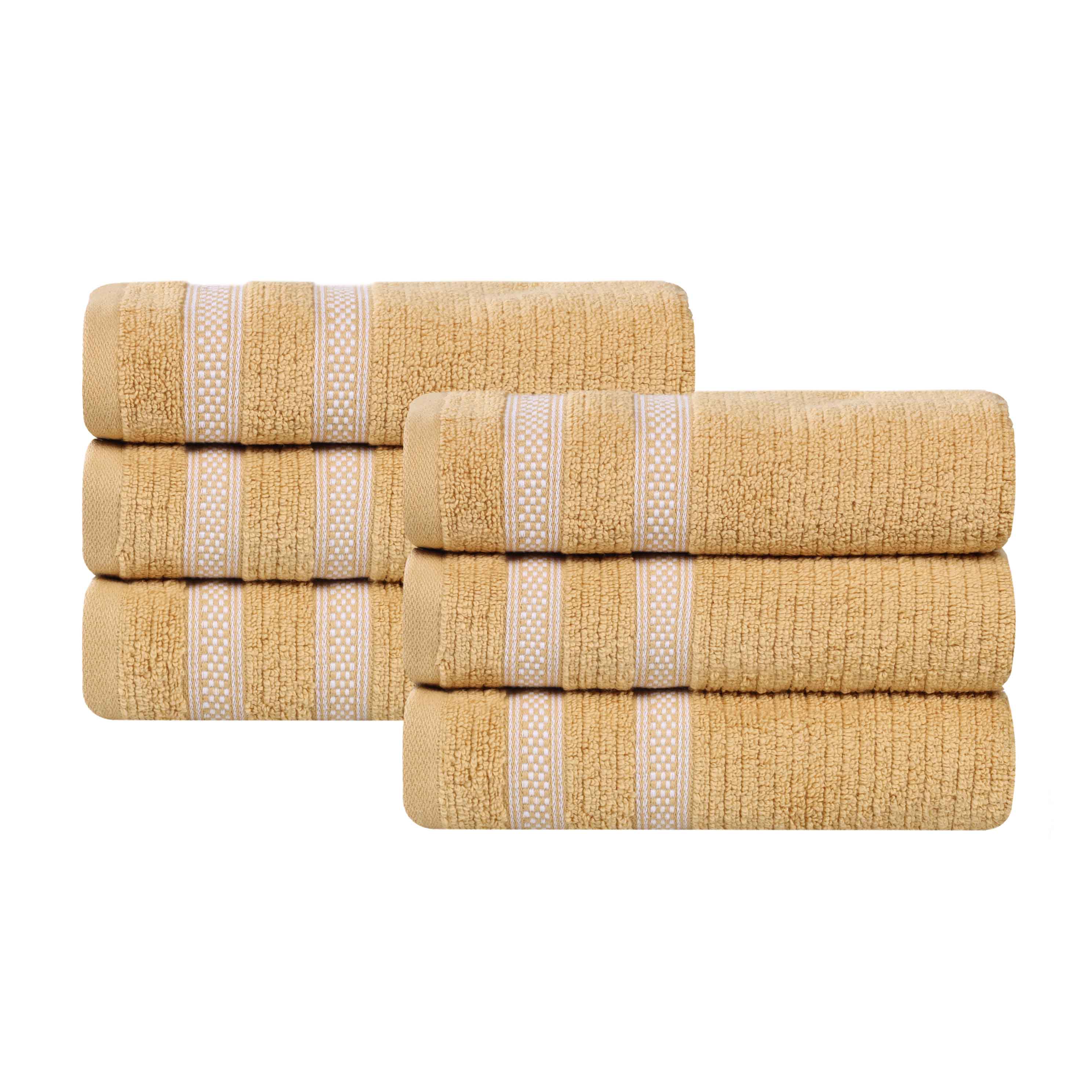 Brea Zero Twist Cotton Ribbed Modern Geometric Hand Towel Set of 6 - Hand Towel by Superior