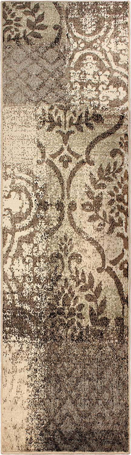 Bristol Distressed Abstract Damask Indoor Area Rug or Runner Rug - Rugs by Superior