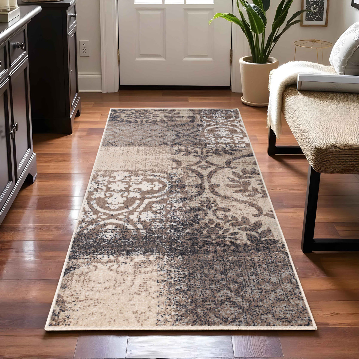 Bristol Distressed Abstract Damask Indoor Area Rug or Runner Rug - Rugs by Superior