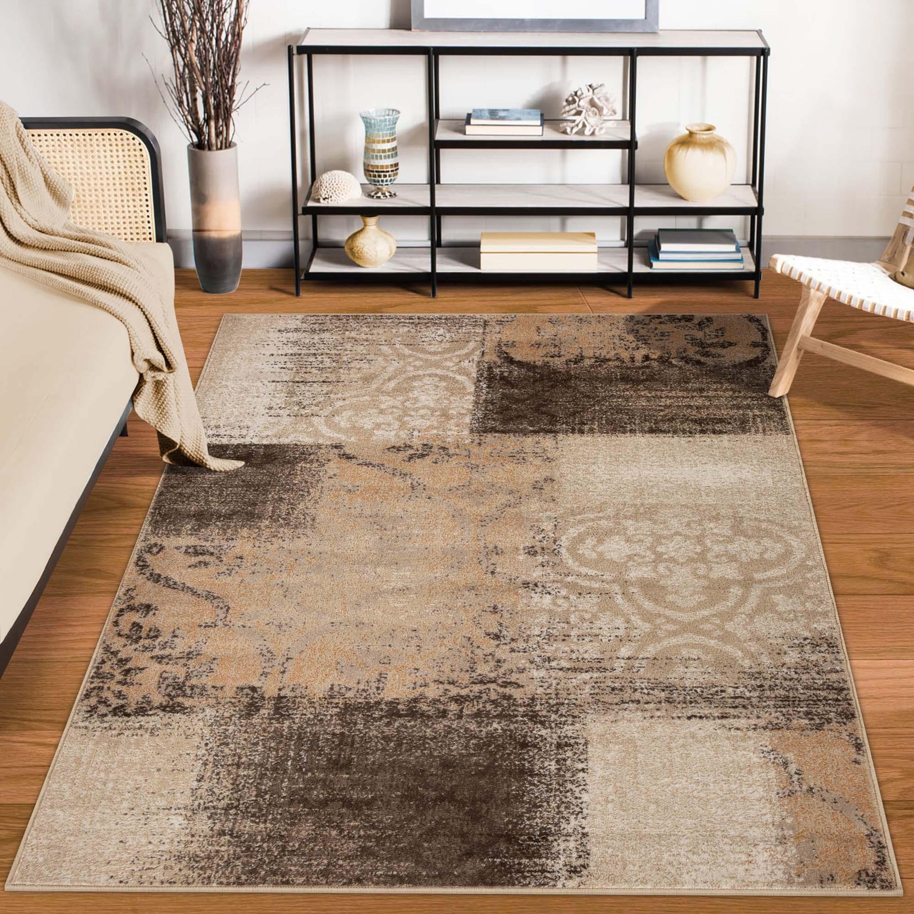 Bristol Distressed Abstract Damask Indoor Area Rug or Runner Rug - Rugs by Superior