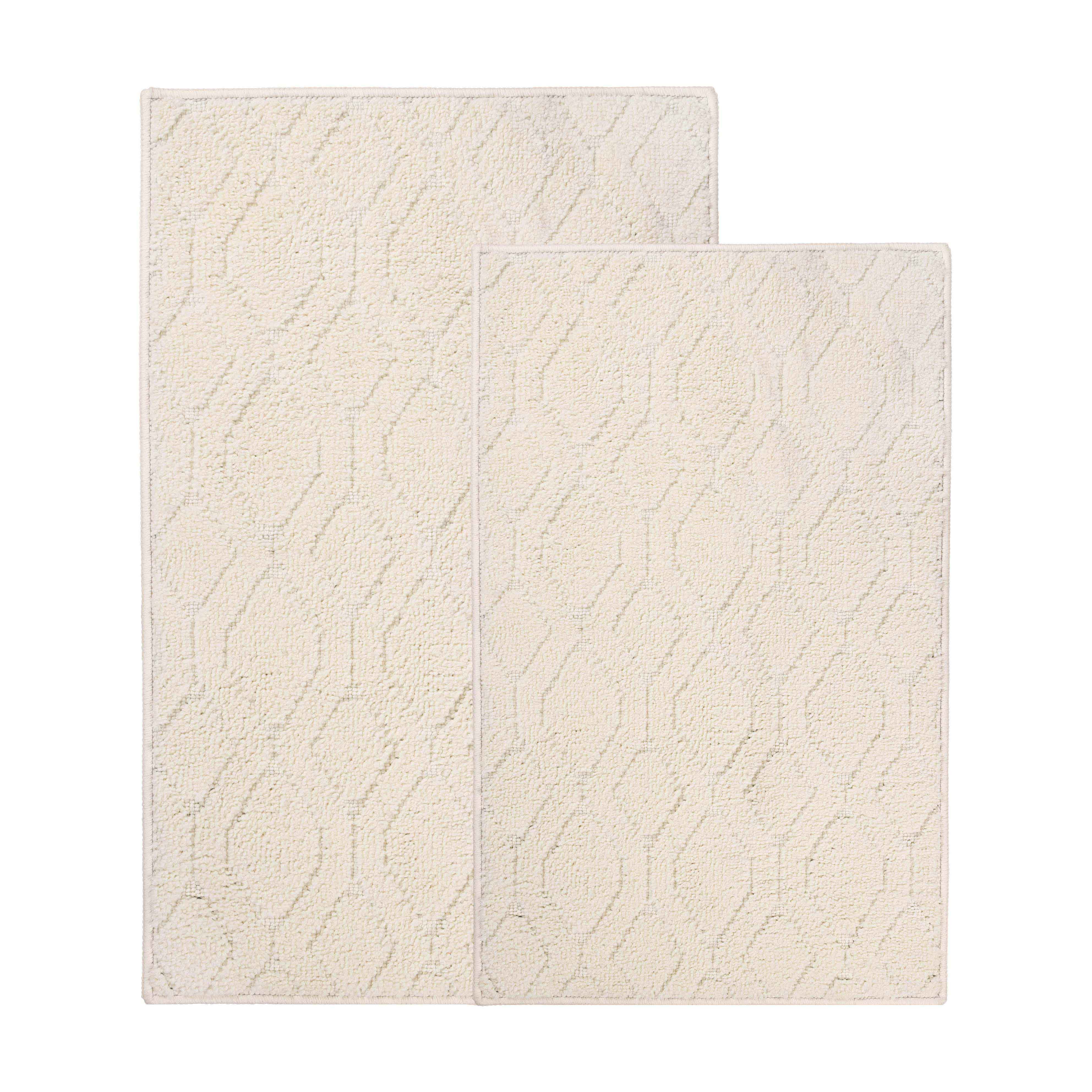 Brou Diamond Lattice Textured Machine Washable Bath Rugs, Set of 2 - Bath Rugs by Superior