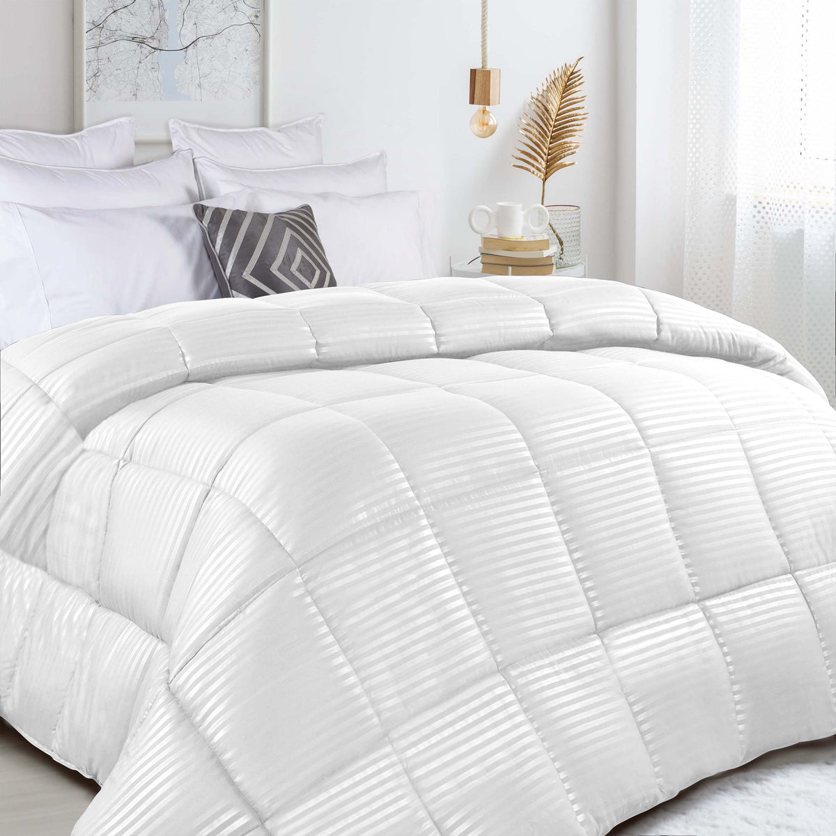 Brushed Microfiber Down Alternative Medium Weight Striped Comforter - Comforter by Superior